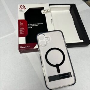Zagg- Clear MagSafe-Compatible iPhone 16 Plus Case - Clear with Black Ring